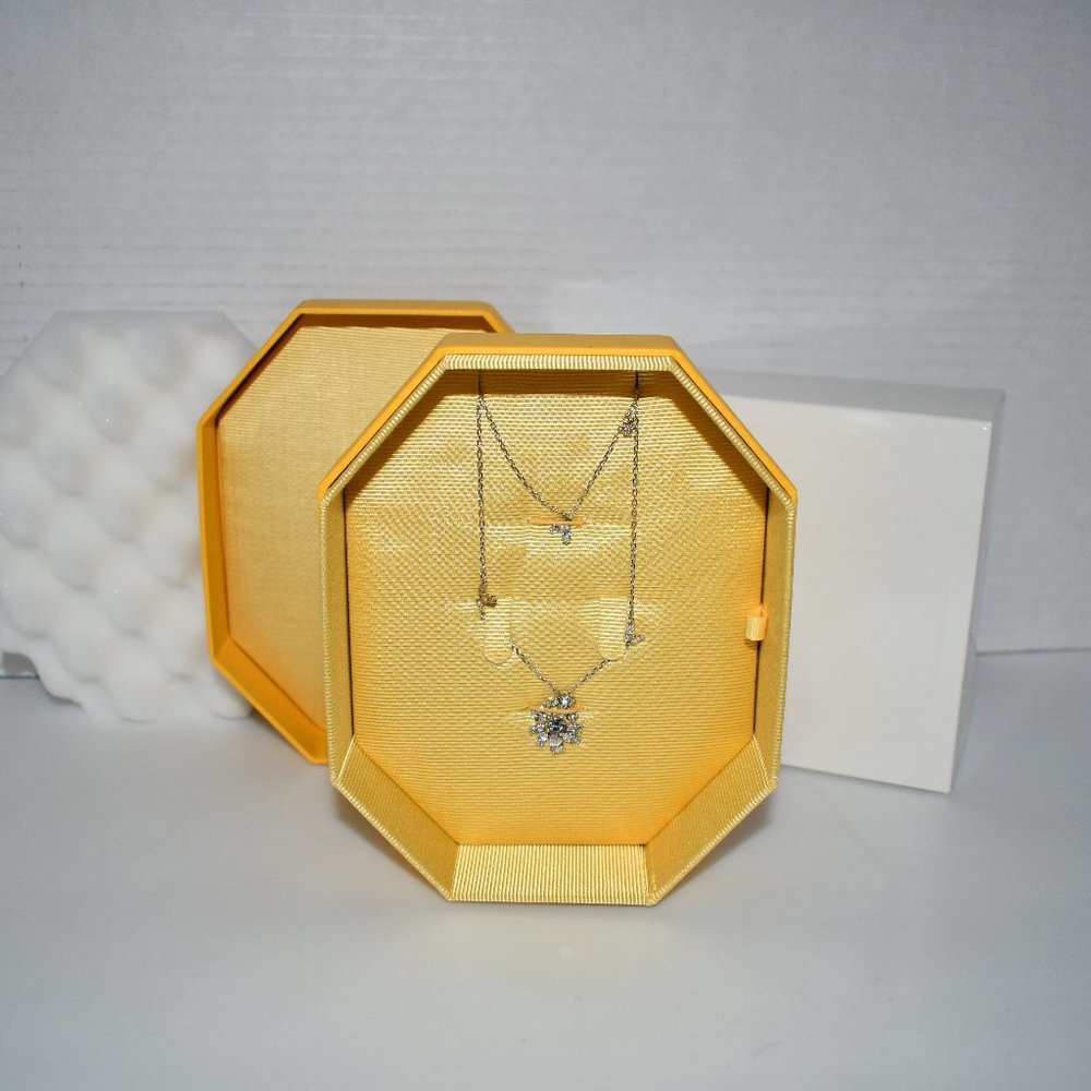 Swarovski Gema Mixed Cut Short Multi Strand Necklace Silver #5644658 NIB